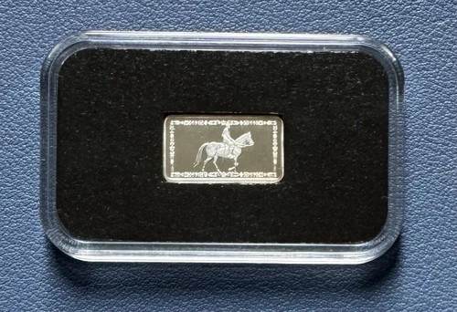 2023 Silver (999) Proof Stamped Jersey 50p Ingot. 2.5g.  Horse Rider