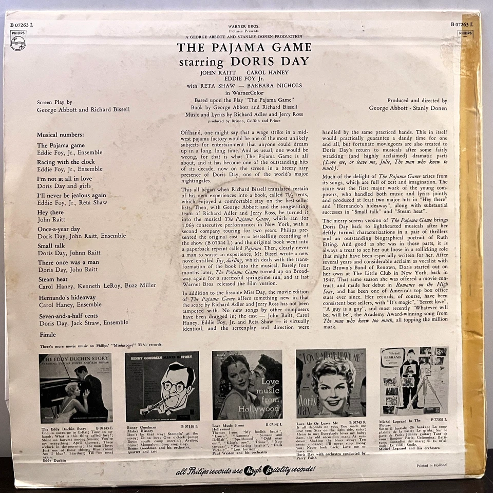 DORIS DAY - The Pajama Game (1958 Holland Pressing) - 12" Vinyl Record LP - VG - Image 2 of 3
