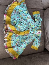 Jelly the Pug Girls 18M Fit  Flare Blue Yellow Floral Ruffle Dress
