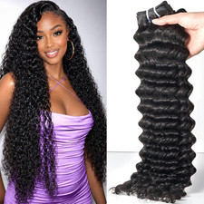 14 Inch Deep Wave Human Hair Bundle Natural Black 16A Raw Indian Curly