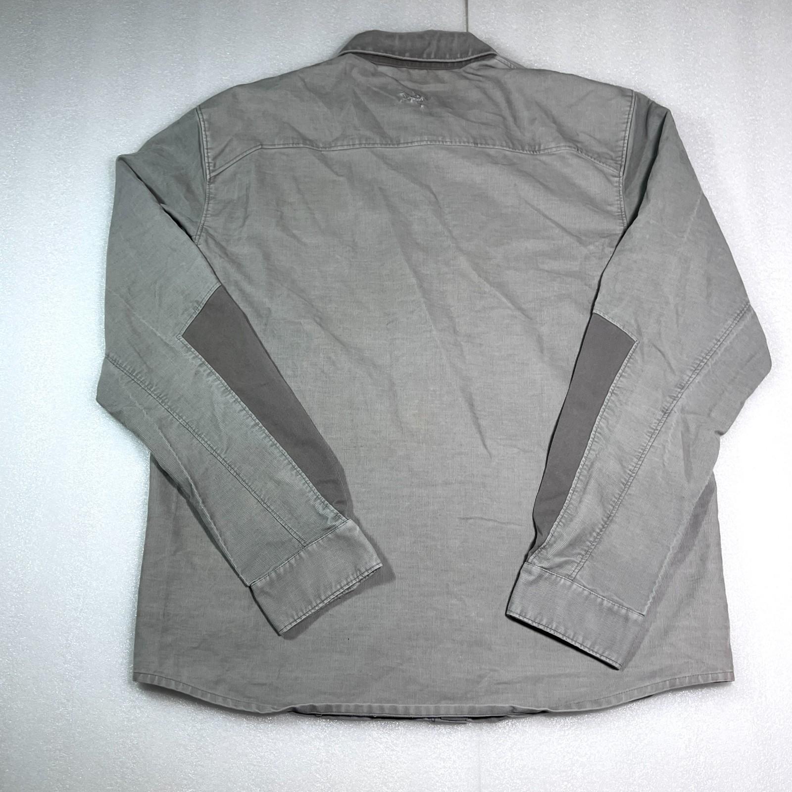 ARC'TERYX Men's Large Button Shirt Jacket Gray Merlon Corduroy Pockets Stained thumbnail 2