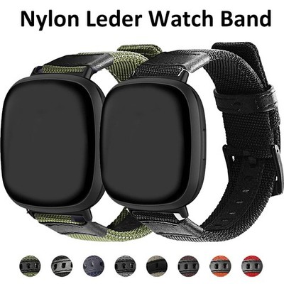 Armband für Fitbit Versa 4 Versa 3 Sense Sense 2 Fitness Nylon Leder Ersatz Band