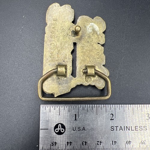 Fibbia per cintura vintage anni 70 in ottone massiccio con pietra arrotolabile - Foto 4 di 4