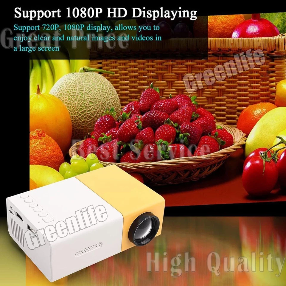 LED Mini Projector Portable 1080P Home Theater Cinema Projector HDMI USB TV - Image 4 of 4