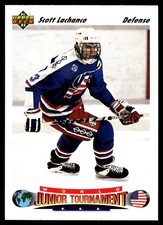 1991-92 Upper Deck #692 Scott Lachance USA Rookie Hockey Card. rookie card picture