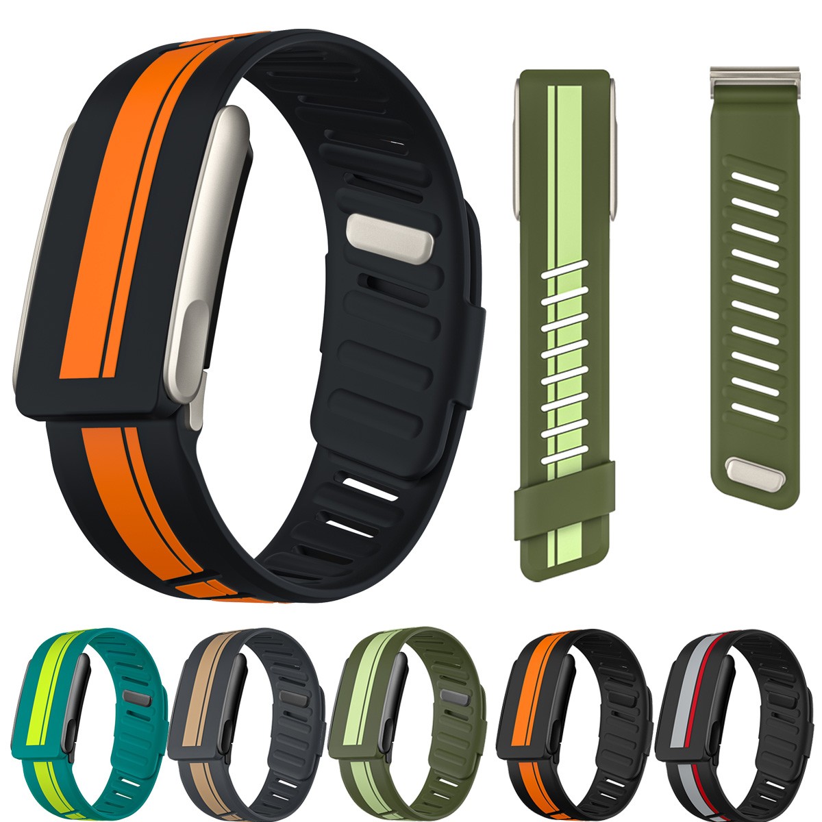 For Whoop 5.0 5.0MG Two-Tone Silicone Sport Band Sweat-Proof Adjustable Strap