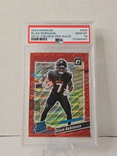 💥2023 Donruss Bijan Robinson Optic Preview Red Wave PSA 10 Rated Rookie Falcons