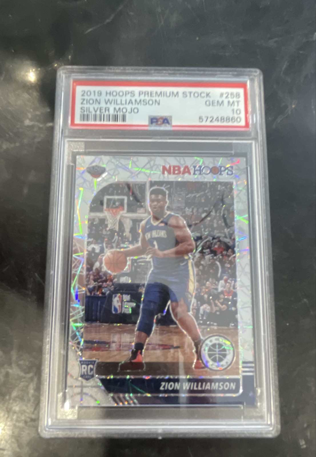 2019-20 Panini NBA Hoops Premium Stock - Zion Williamson #258 Silver Mojo Prizm