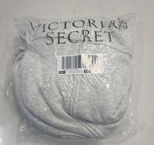 PINK Victoria's Secret Gray Logo Fleece Full Zip Hoodie w/ Pockets Women's L
