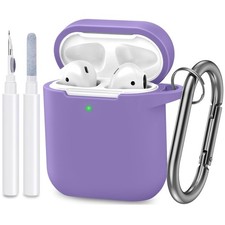 Silicone AirPods Case Cover Dust Proof Protective Skin B-Lavender