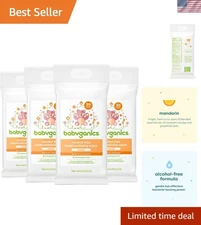 Moisturizing Mandarin Hand Sanitizing Wipes, 80 ct - Perfect for Sensitive Skin