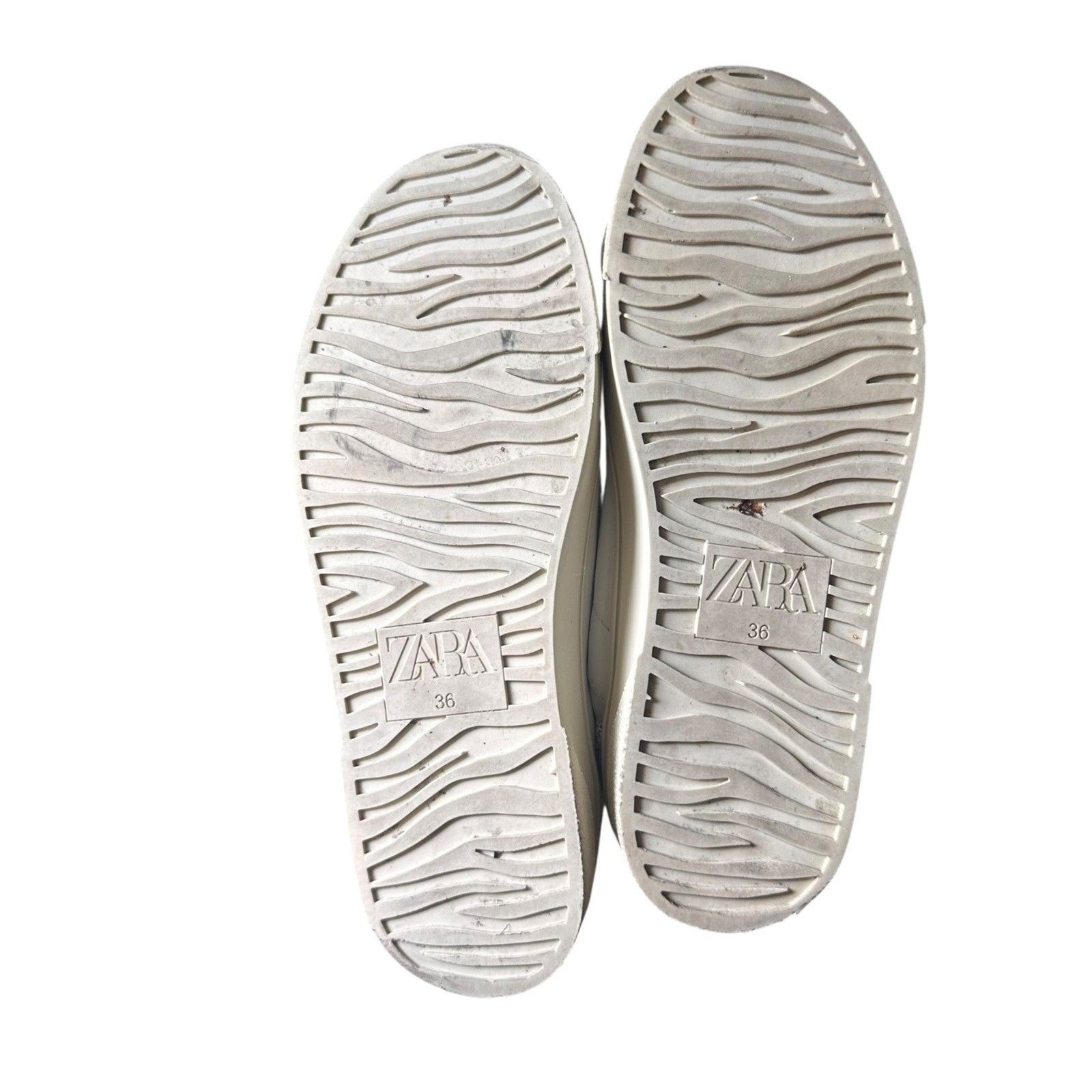 ZARA Basic Faux Leather Glitter Sneaker White Sz … - image 6