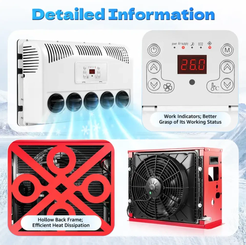 Kit de aire acondicionado colgante universal 12V 11000BTU para coche camión vehículo Foto 4 de 4