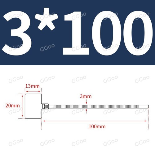 100 Stück Kabelbinder mit Beschriftungsfeld 100 x 3 mm Transparent Weiss Weiß - Picture 2 of 5