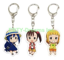 Set of 3 Mitsuboshi Colors Acrylic Keychain Yui Akamatsu, Sacchan, Kotoha