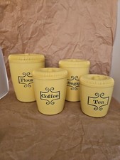Vintage Kitchen 4 Canister Set Retro Nesting Flour Sugar Coffee Tea Plastic