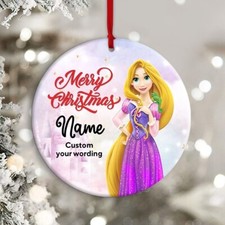Rapunzel Disney Princess Custom Name Ornament X-mas Princess Ceramic Ornament