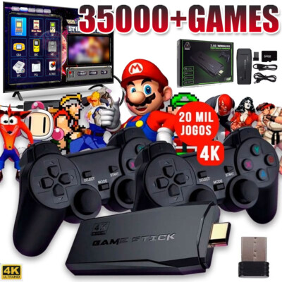 35000+ Retro Videospielkonsole 4K HD TV Spiel Stick + 2XWireless Controller 64GB