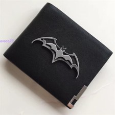 Superhero Batman Leather Wallet Fold Metal Badge Card Holder Billfold Purse Gift