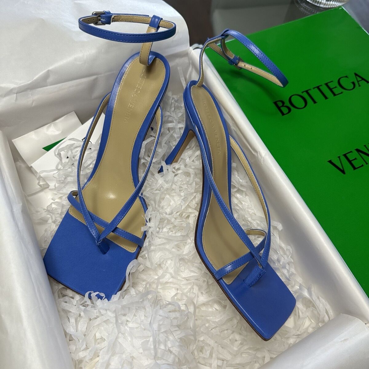 NEW Bottega Veneta Stretch Heels Shoes Blue leather sandals NEW Bottega Veneta Stretch Heels Shoes Blue leather sandals