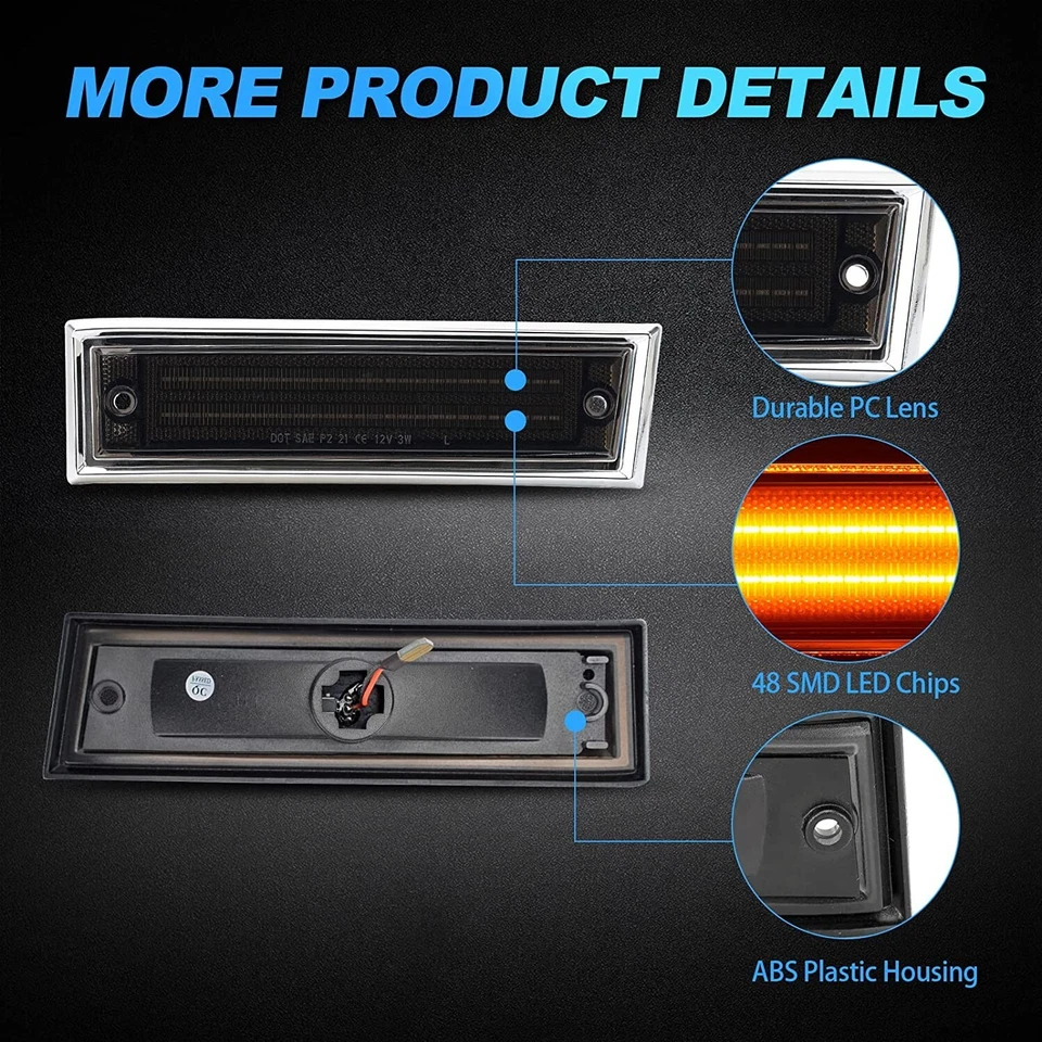 LED Front Side Marker Lights For Chevy Blazer GMC Jimmy C/K 10 Truck Suburban Foto 4 de 4