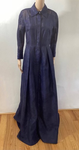 VESTIDO AZUL TERI JON DE RICKIE FREEMAN JACQUARD TALLA 4 - Imagen 2 de 9