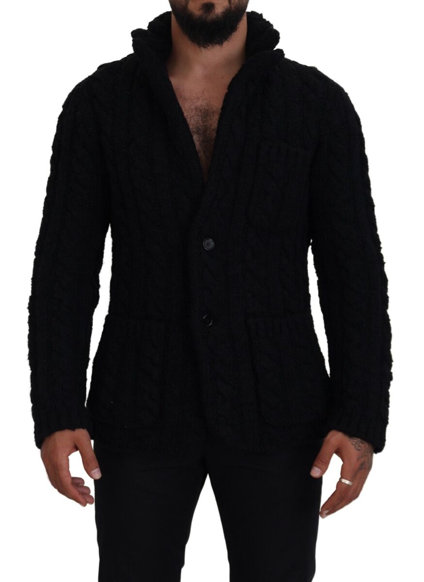 DOLCE & GABBANA Sweater Black Wool Knit Button Cardigan IT44 DOLCE & GABBANA Sweater Black Wool Knit Button Cardigan IT44