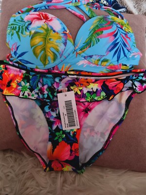 WOMENS POUR MOI & MATALAN NEW BIKINI SIZE  32 B TOP & 10  BOTTOMS BNWT