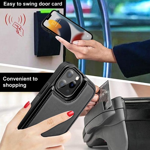 Für iPhone 17 Air Pro Max Handyhülle Leder Karten Wallet Slot Ständer Cover - Bild 21 von 52