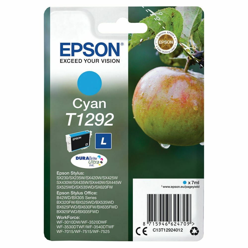 Genuine Original Epson T1292 Cyan Inkjet  Cartridge Apple