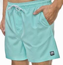 REEF Men  s Elastic Waistband 4-way Stretch Marzo Board Shorts Green Sz XL