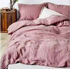 Tahari MAUVE KING Linen Blend Duvet Cover Set.2 Shams. FLAW