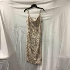 Nasty Gal Collection Womens Dress Cream You've Blossomed Cowl Neck Midi Size 14