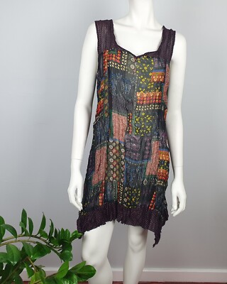 Katies Size 8 Sheer Tunic Top Dress V Neck Sleeveless Pull Over Printed NEW $49