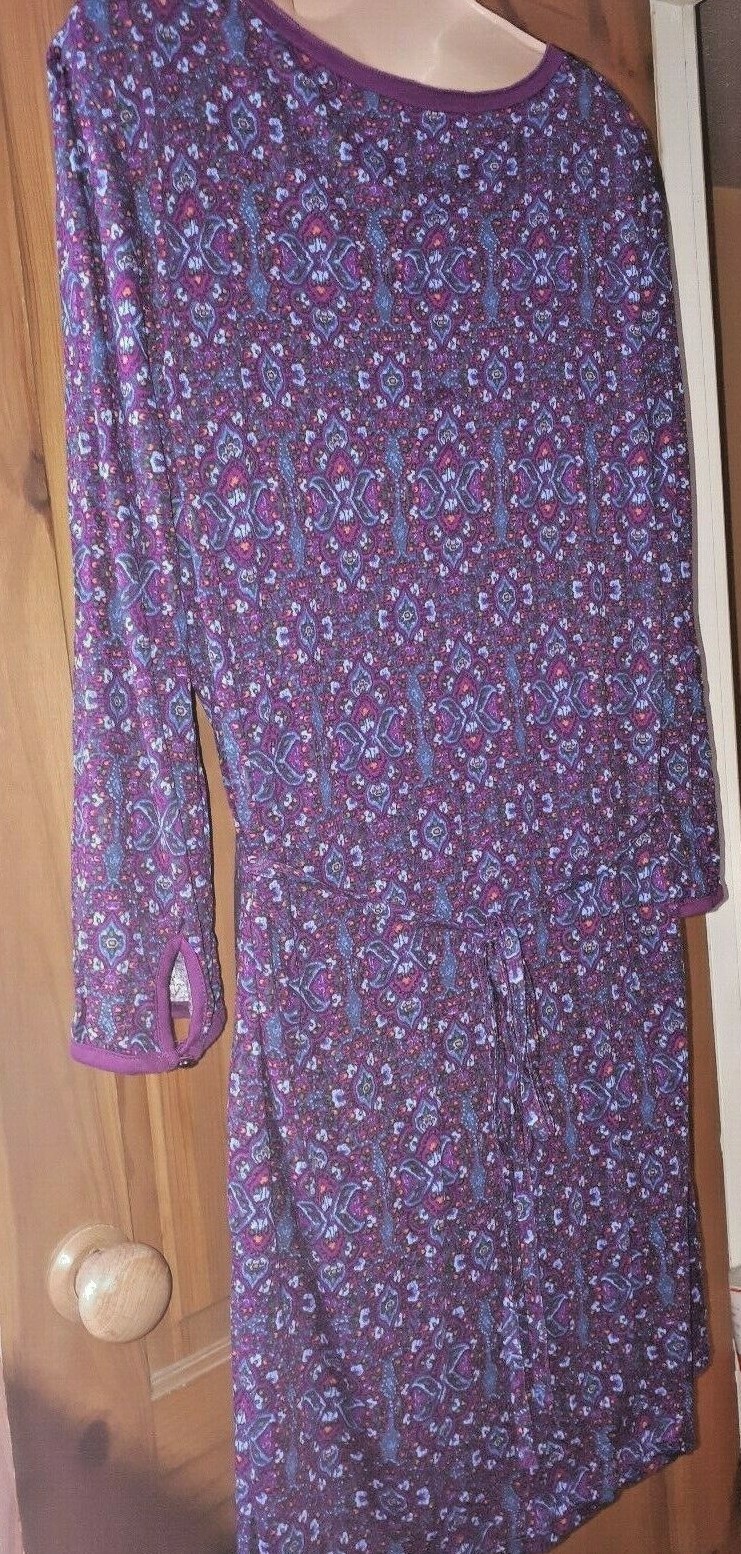 Purple ethnic tile print hippie boho gypsy pintuck tie back tunic dress 20 image 5