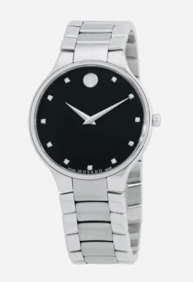 Brand New Movado Men's Serio Diamond Marker Museum Dial Watch 0607286