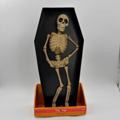 Halloween Spooky Village 12'' Animated Deadly Dancer Skeleton in Casket