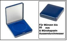 Lindner-2029-050-Blau-Kunststoff-M&uuml;nzetui-mit-Veloureinlage-F&uuml;r-M&uuml;nzen-bis-50-mm