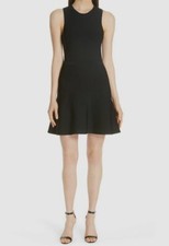  525 Theory Women's Black Sleeveless Crew-Neck Fit Flare Dress Size S REPAIRED 