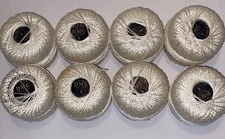8 Vintage DMC Dollfus Pearl Thread Snow White 100 Yards France #8