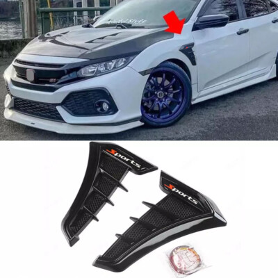 2x Racing Black Sport Soft Car Side Fender Vents Air Wing Cover Trim Universal