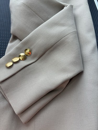 Blazer donna Austin Reed 2P marrone beige 100% lana vintage bottoni tono oro - Foto 11 di 11
