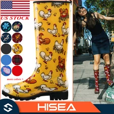 HISEA Women PVC Rain Boots Waterproof Garden Muck Mud Farm Working Knee Wellies
