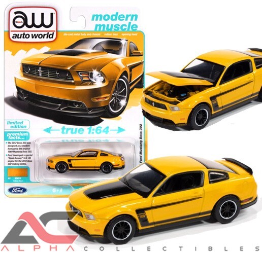 АВТОМИР AWSP186A 1:64 FORD MUSTANG BOSS 302 2012 ГОДА ВЫПУСКА (YELLOW BLAZE)