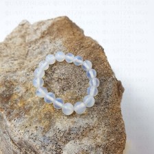 Quartz Ring 4mm Beaded Stretchy Band Natural Healing Stones Crystal Reiki UK
