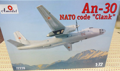 Amodel Propeller-Flugzeug Antonov An-30 Clank 1:72, kompletter Bausatz in OVP