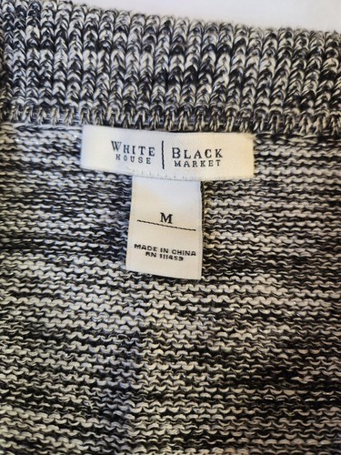 WHITE HOUSE BLACK MARKET Long Sweater Jacket Black Gray Metallic Size Med - Picture 5 of 8