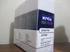 Lot of 3 NIVEA Men Sensitive Lotion, SPF4 moisturizes & protects 2.5 oz 9/13