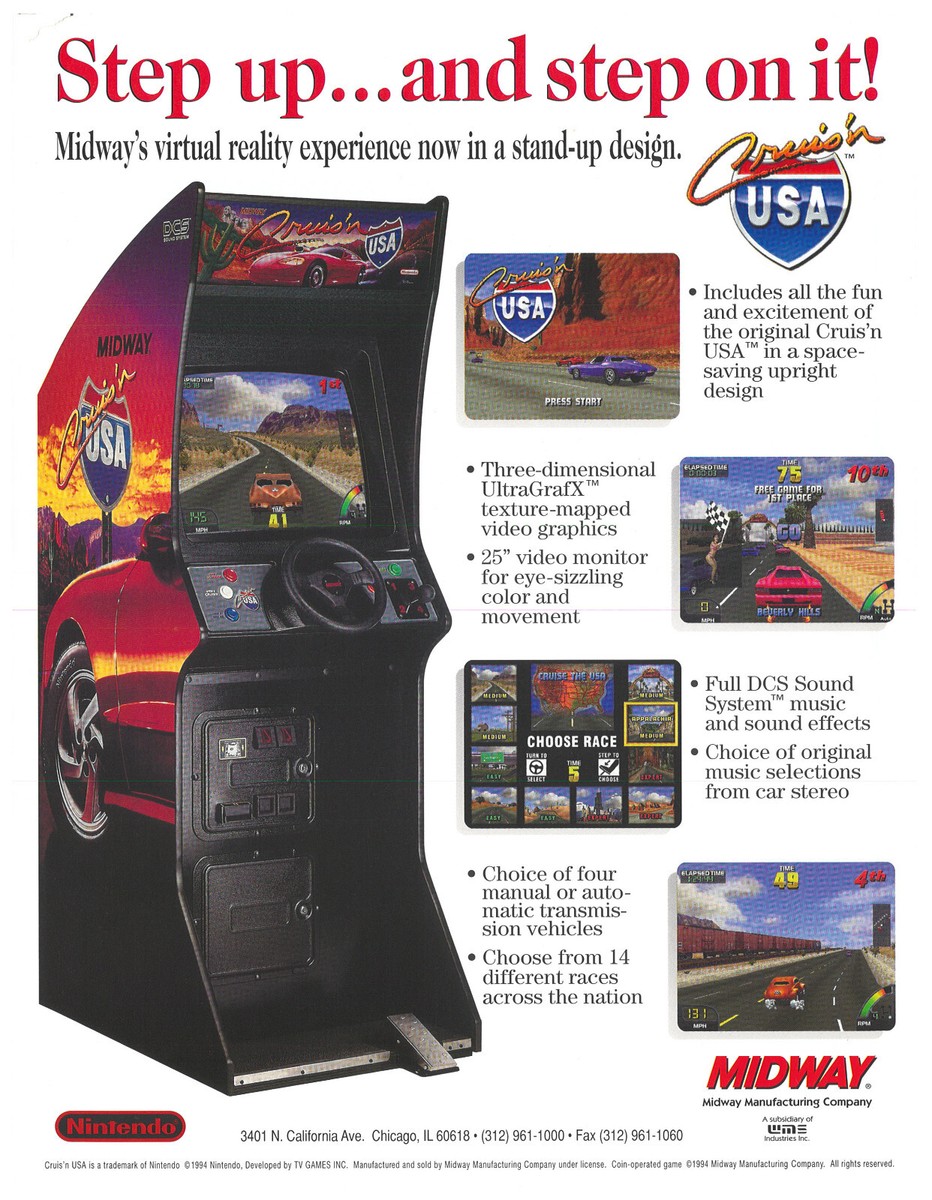 Cruis'n USA by Midway Arcade Flyer / Brochure / Ad | eBay