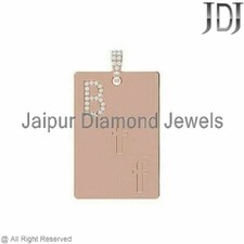 Best Friends Forever Word Initial 14k Rose Gold Tag Pave Diamond Pendant Jewelry